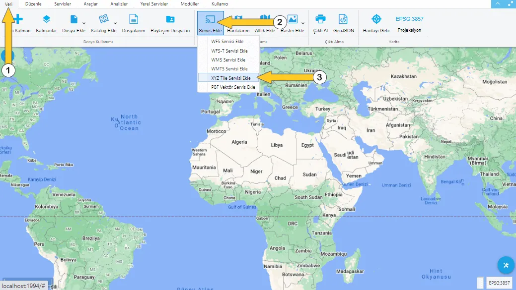 Adding XYZ Tile Service