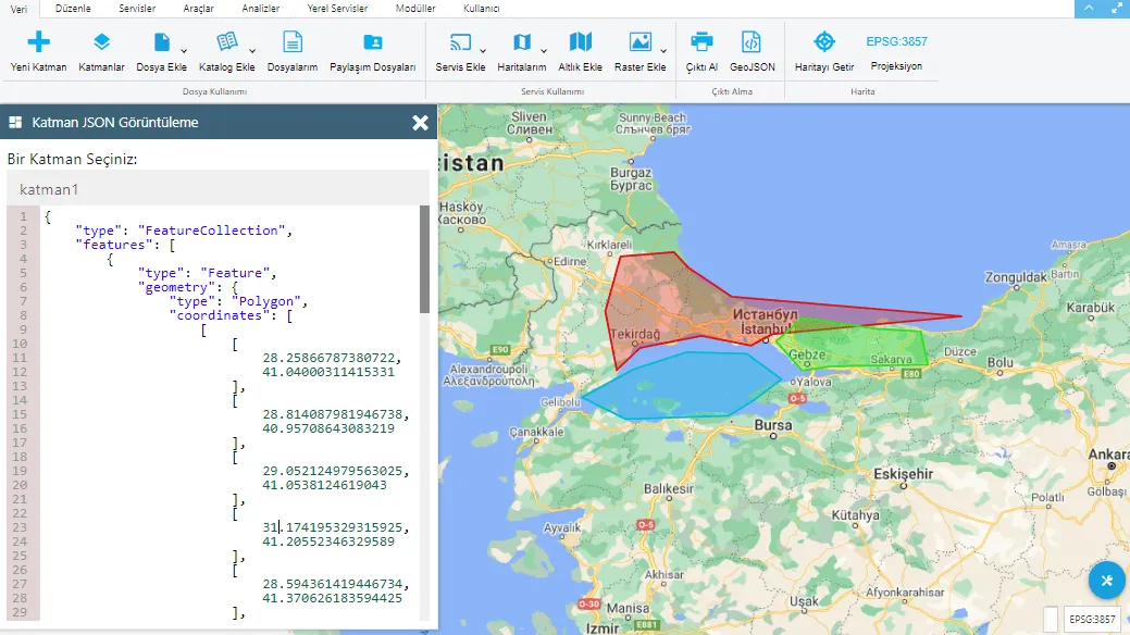 Vektör Verilerin GeoJSON Bilgisini Almak